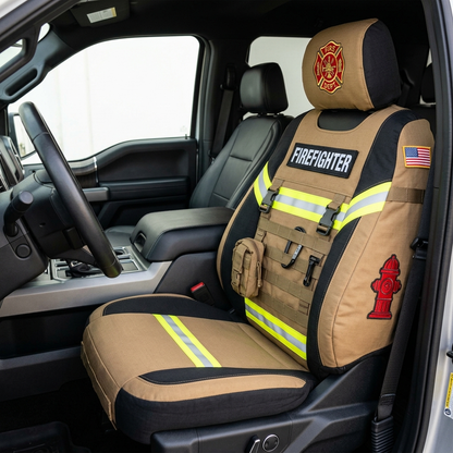 Firefighter tactical car seat cover - front view