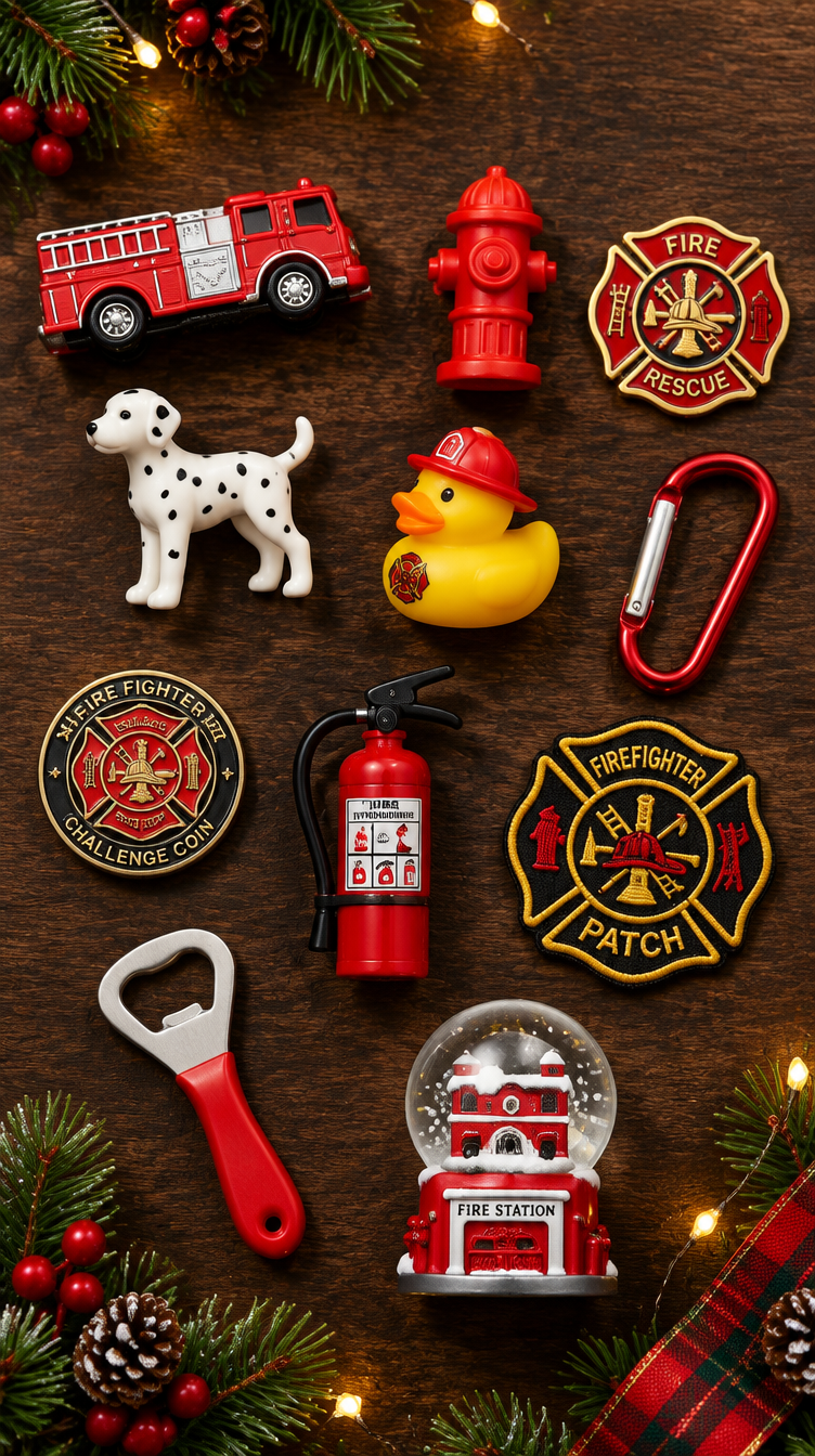 Firefighter collectible surprises flat lay detail